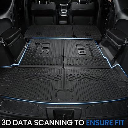 Cargo Mat Backrest Mats for 2016-2025 2026 Dodge Durango 6/7 Seats Car Mat Accessories, All Weather TPE Cargo Liner Trunk Mat SXT GT RT SRT 392 Hellcat(Cargo Mat+3rd Row Backrest Mats)