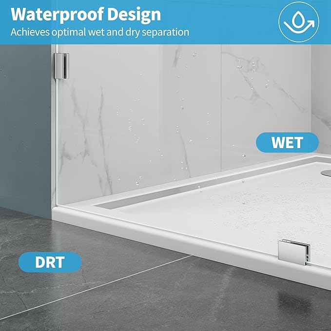 Shower Glass Panel, 28.5" W x 78.75" H Fixed Shower Screen Panel