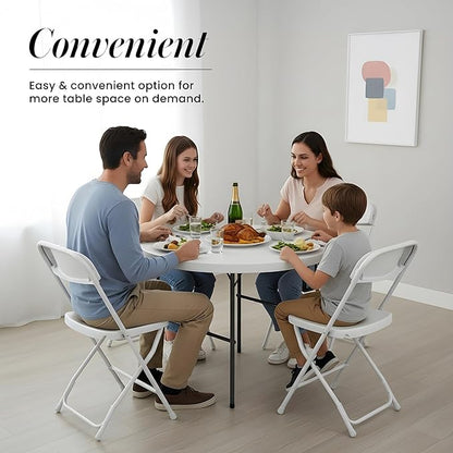 Our Modern Space 3.5 Feet Circular Round Foldable Table with Built in Handle & Steel Legs | Heavy Duty Portable | Perfect for Party, Dining, Wedding, Events, Picnic Indoor, Outdoor, Camping, Utility
