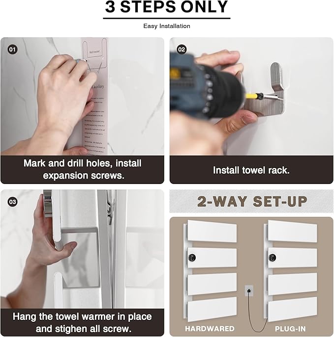 K&KALONZO Electric Towel Warmer, 18.35" W x 31" H Wall-Mounted Towel Heater