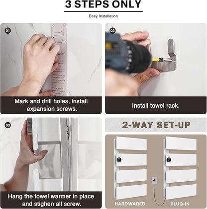 K&KALONZO Electric Towel Warmer, 18.35" W x 31" H Wall-Mounted Towel Heater