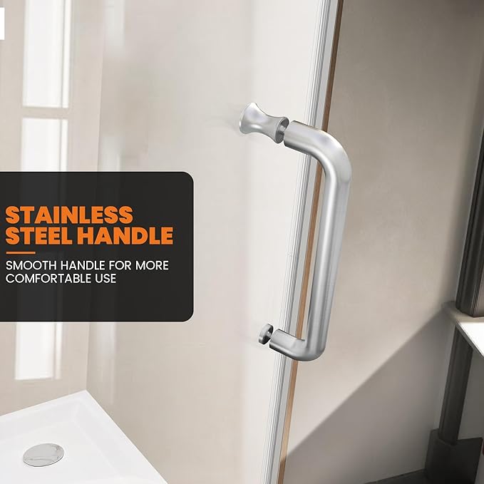 Bathroom Frameless Shower Door 24" W*72" H, 5/16" Clear Tempered Glass Hinged