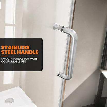 Bathroom Frameless Shower Door 24" W*72" H, 5/16" Clear Tempered Glass Hinged