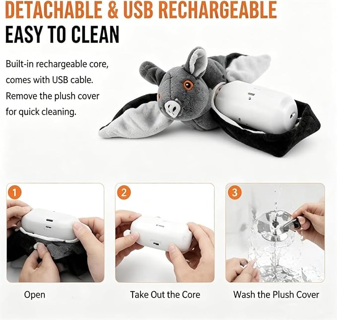 Flying Bat Dog Toy, 2026 New Flying Bat Toy for Dogs, Flapping Wings Interactive Pet Toy with Chirping Engages Cats and Dogs, Detachable USB Rechargeable, Hanging and Ground Play ，Bird：2PCS