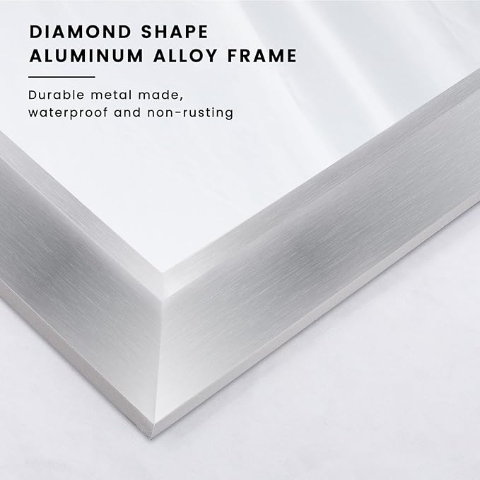 Amorho 60 X30 Inch Bathroom Mirror Silver, Thick Metal Framed Wall Mirrors