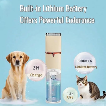 4 in1 Pet Dog Grooming Clippers Cat Nail Clipper&Paw Trimmer Dog Hair Trimmer-Low Noise Rechargeable - Cordless Quiet Pet Grooming Supplies for Dogs Hair Nail Clippers Around Eyes and Ears (Beige)
