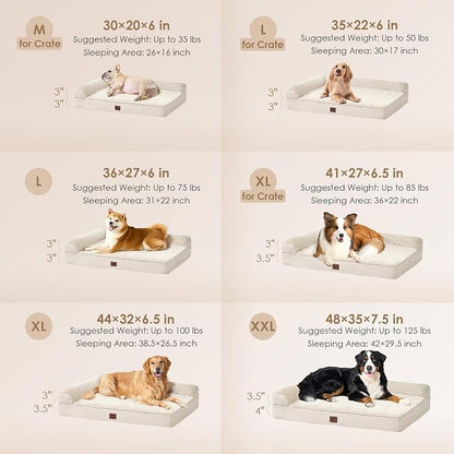 EHEYCIGA Extra Large Dog Bed Othorpedic, Memory Foam XL Dog Bed with Washable Removable Cover, Waterproof Pet Sofa Couch XLarge Size Dogs with Nonskid Bottom, 44x32x6.5, Beige | Washable Removable Cover, Waterproof Flat Pet Sofa Couch with Nonskid Bott...