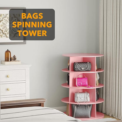 SpaceAid 4 Tier Rotating Shoe Rack Tower, Spinning Shoe Display Lazy Susan