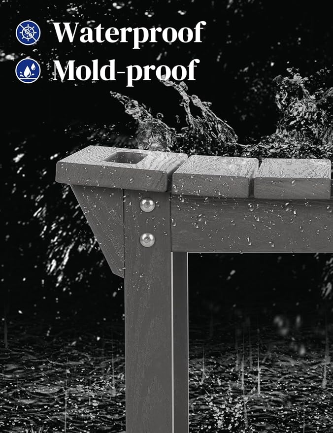 Waterproof Shower Bench, Poly Lumber Shower Stool for Shaving Legs, Shower Chair Seat with Storage Shelf and Handles, Bathroom Bench for Inside Shower, Non-Slip (Grey)