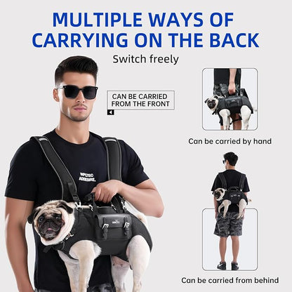 Wakytu Dog Backpack Carrier for Dogs,Dog Lift Harness,Adjustable Padded Breathable Straps for Dogs, Disabled, Joint Injuries, Arthritis,XXL