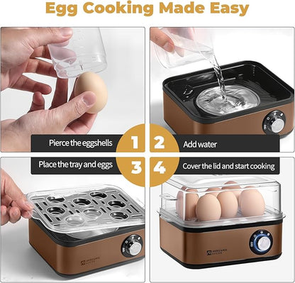 Annie & Mia Design Electric Egg Cooker, Stainless Steel 8 Egg Capacity egg