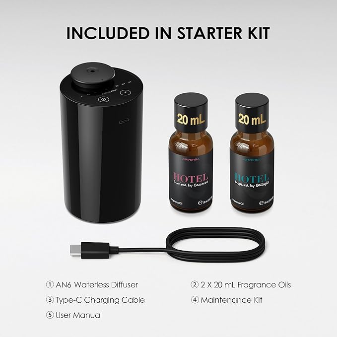 Airversa Waterless Essential Oil Diffuser Starter Kit