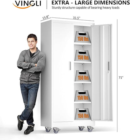 VINGLI Rolling Metal Storage Cabinet