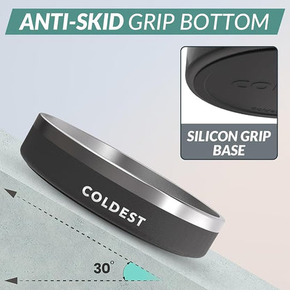 Coldest Dog Bowl - Anti Rust Metal, Non Slip, 3 Layers Insulated Stainless Steel Dog Bowls - Spill Proof & Heavy Duty - Water Bowl for Dogs, Cats & Pets, Dish Washer Safe (21 oz, Stealth Black)