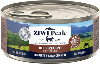 ZIWI Peak Wet Cat Food – All Natural, High Protein, Grain Free, Limited Ingredient, with Superfoods (Beef, Case of 24, 3oz Cans)