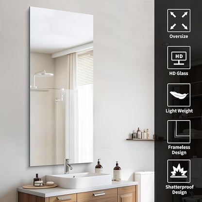 CILIBER Frameless Mirror, 24x60 Inch Large Bathroom Mirrors