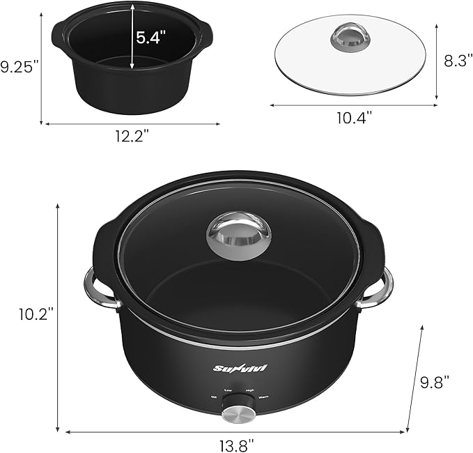 Sunvivi Small Slow Cooker 4QT, Mini Food Warmer