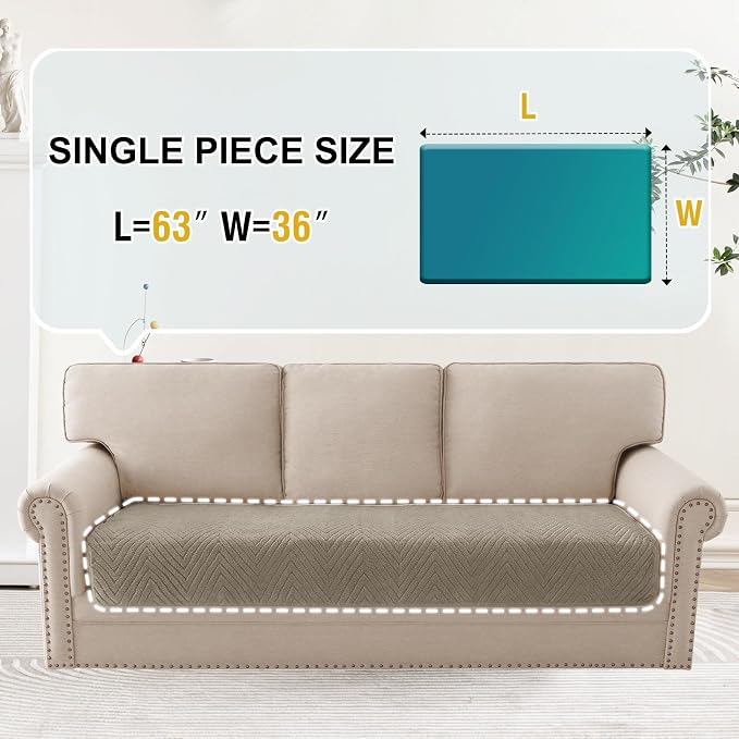 Turquoize Waterproof Couch Cover for Dogs Fuzzy Pet Couch Covers for Sofa Thick Dog Bed Cover Non-Slip Sofa Covers for 3 Cushion Couch Protector Slipcover Pet Friendly (Khaki, 36" x 63")