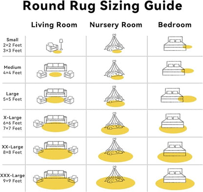 OLANLY Yellow Round Rugs for Bedroom - Machine Washable, 6 ft Circle Area Rugs for Living Room, Soft and Fluffy Shaggy Carpet for Teen Girl and Boys, Nursery Rooms, Dorms, Home Decor Aesthetic