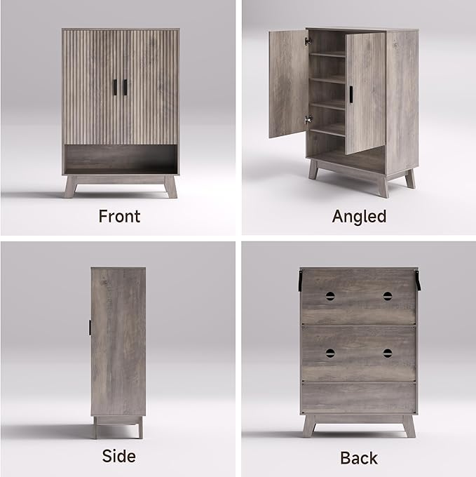 4-Tier Fluted Shoe Cabinet