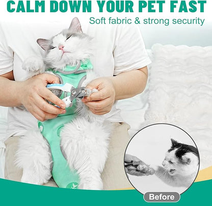 Supet Cat Grooming Hammock, Soft Fabric Nail Clipper Hammock, Self-Adhesive Wrap for Cutting Nails, Quickly Calm Down for Medicine, Teeth Brushing, Ear Cleaning