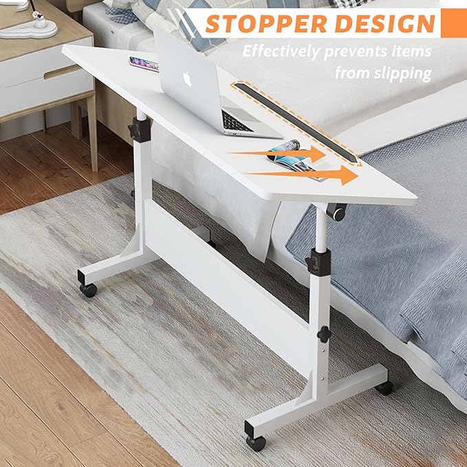 HDHNBA Rolling Desk Adjustable Height,Portable Laptop Desks,Small Standing Desk with Wheels for Home Office