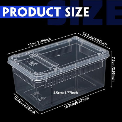 Irenare 8 Pcs Reptile Breeding Box Plastic Spider Terrarium Tarantula Feeding Box for Bearded Dragon Lizard Spider Gecko Scorpion(Vent Strips,Clear,7.48 x 4.92 x 2.95 Inch)