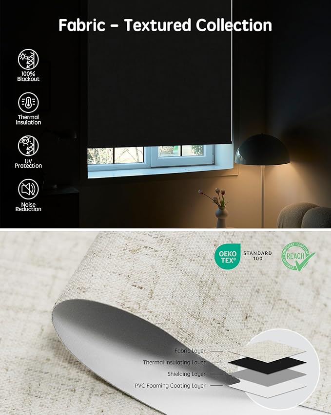 Yoolax Motorized Blinds with Remote, Automatic Window Shades Work with Alexa