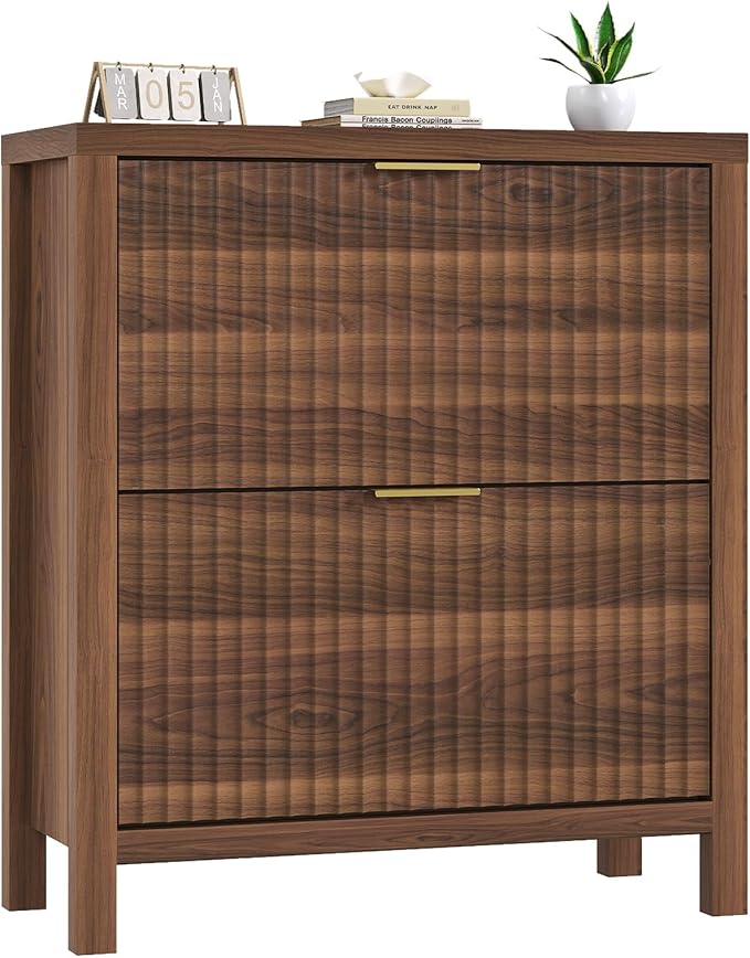 Shoe Cabinet Storage for Entryway, Fluted Shoe Cabinet