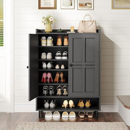 ONBRILL Shoe Cabinet with Cross Molding Doors, 6-Tier Shoe Storage Cabinet with