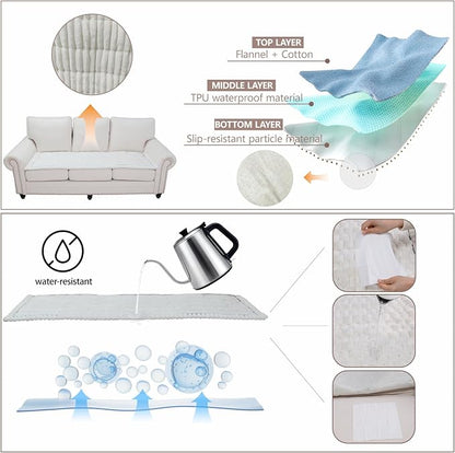 Waterproof Couch Cover for Dogs Washable,Nonslip Fuzzy Durable Pet Friendly | Soft Slipcovers for 3 Cushion Sofa Cover,Plush Thick Protector Fits Mat Bed Leather & Fabric Couches (White 27.6"x82.7")