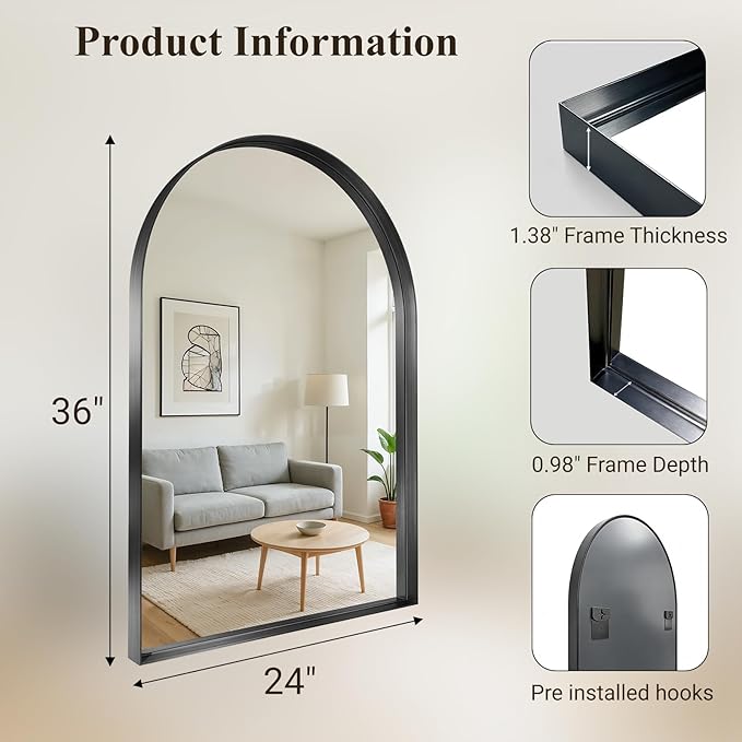 Arch Bathroom Mirror, Tempered Glass Decor Mirror