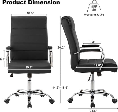 BOWTHY Office Desk Chair,Modern Leather Conference Room Chairs,High Back Ergonomic Home ofiice Chair,Adjustable Height Swivel Executive Computer Chair with Padded Seat and Armrest