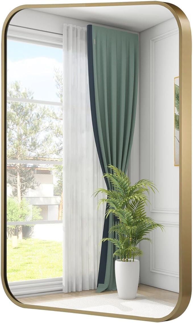 Gold Mirror, 48x30 Inch Framed Rectangle Mirror