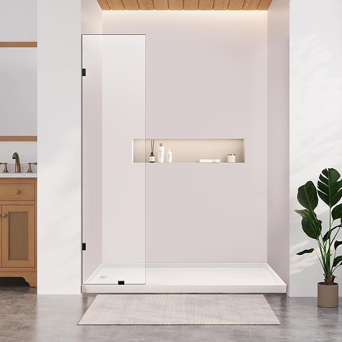 22" W×78.75" H Shower Glass Panel, 3/8" Thick Clear Tempered Glass Panel