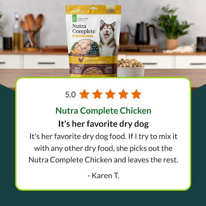 ULTIMATE PET NUTRITION Nutra Complete Freeze Dried Raw Dog Food, Veterinarian Formulated with Antioxidants, Prebiotics & Amino Acids (1 Pound, Chicken)