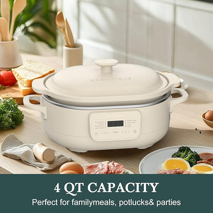 MAGNIFIQUE 4 Quart Programmable Casserole Slow Cooker, 8-in-1 Multi Cooker