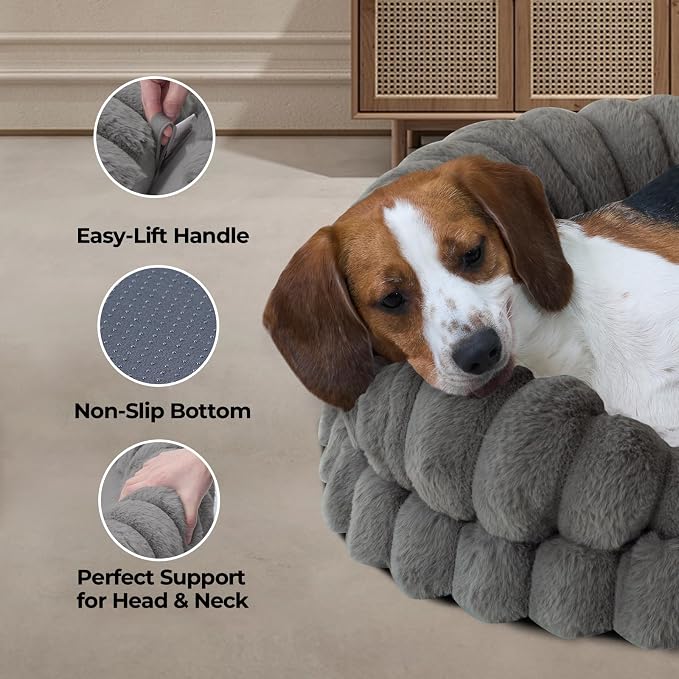 BALANCE Calming Dog Bed for Extra Large Dogs, 42 Inches Oval Washable XL Pet Bed with Sides, Orthopedic Pet Couch Sofa with Non-Slip Bottom, Gray
