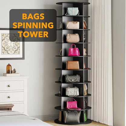 SpaceAid 9 Tier Rotating Shoe Rack Tower, Spinning Shoe Display Lazy Susan