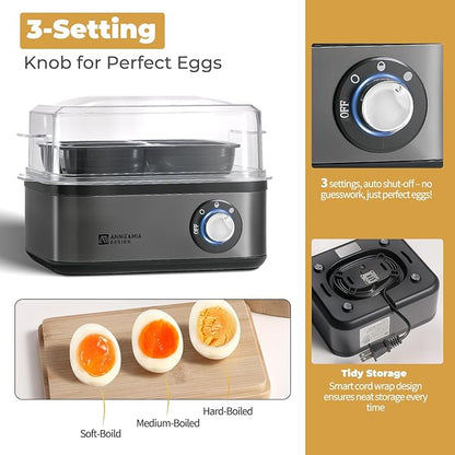 Annie & Mia Design Electric Egg Cooker, Stainless Steel 8 Egg Capacity egg