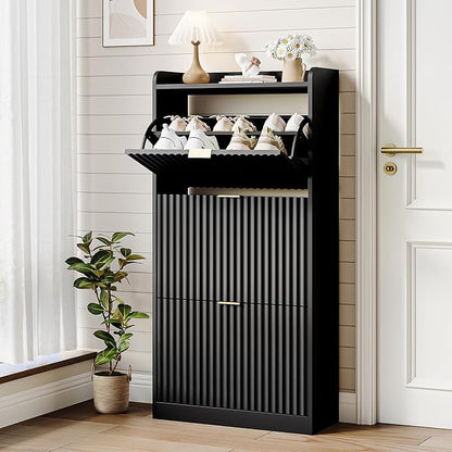 CHUWELL Fluted Shoe Cabinet Storage