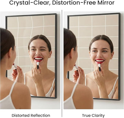 24''x36'' Matte Black Bathroom Mirror | Deep-Set Recessed Metal Frame |