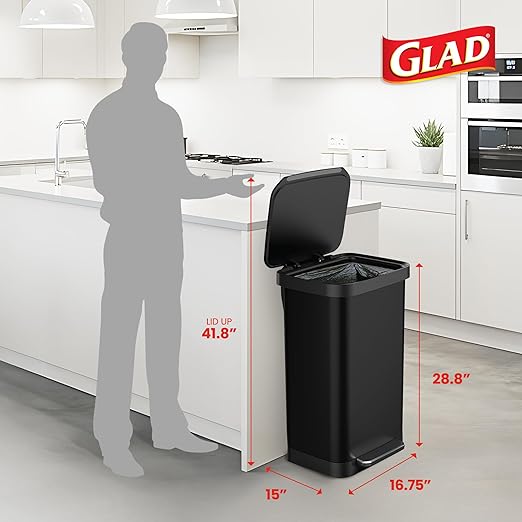Glad Stainless Steel Step Trash Can, Series 2