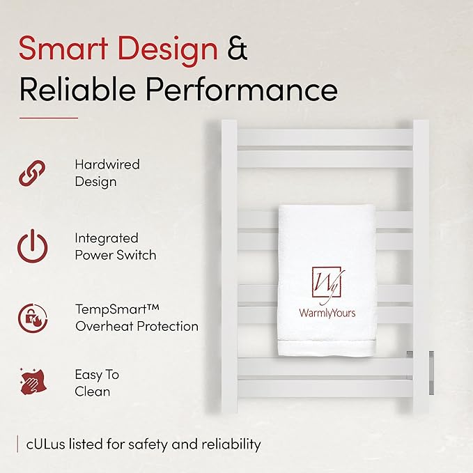WarmlyYours Heated Towel Warmer Rack, Integrated On/Off Switch