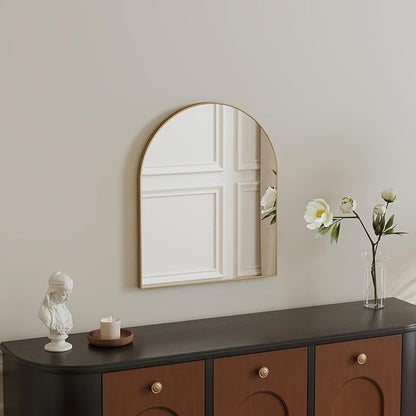 15x23 Inch Compact Gold Arched Mirror Perfect