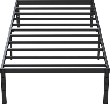 Heavy Duty Narrow Twin Bed Frame No Box Spring Needed, 14 Inch Metal Platform Narrow Twin Bed Easy Assembly, Noise Free, 30x75 Inch, Black