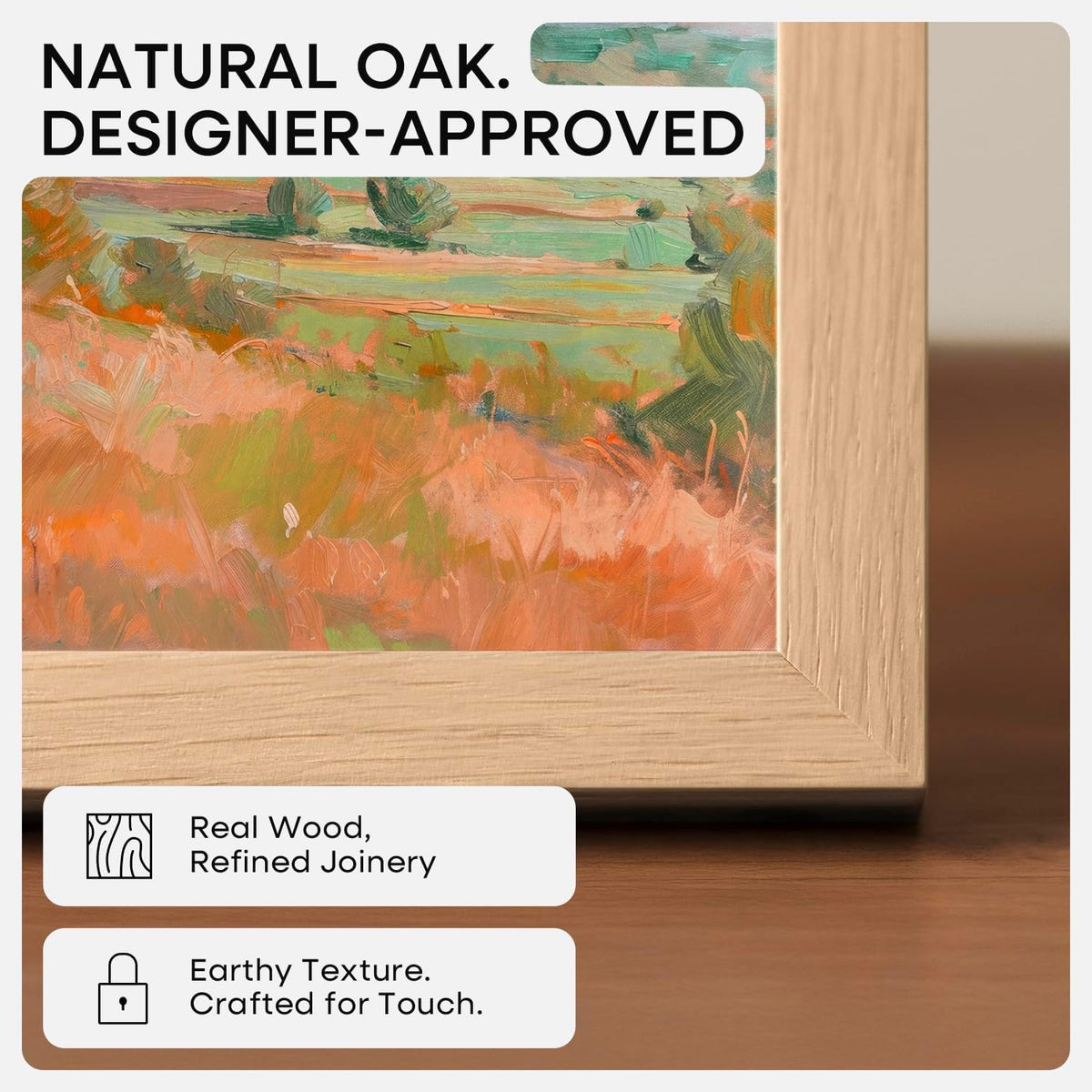 Homeforia 24x24 Wood Picture Frame, High End Natural Oak 24 x 24 Square Light Wooden Poster Frame with Mat 20 by 20 Photo, 24by24 Large Frames Matted to 20x20 Print, Tempered Glass, Wall Kit, Set of 1