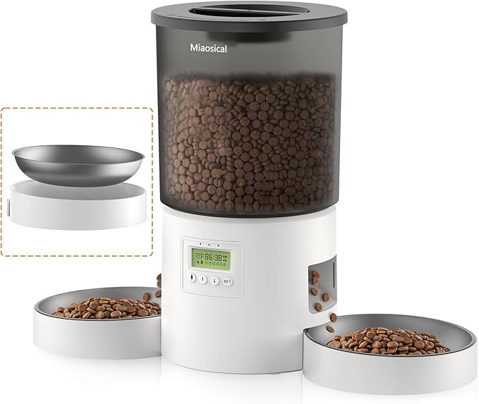 Automatic Cat Feeder for 2 Cats, 4.2L Dual Food Dispenser, Portion Control