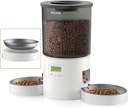 Automatic Cat Feeder for 2 Cats, 4.2L Dual Food Dispenser, Portion Control