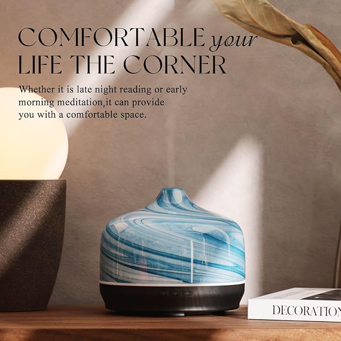 Porseme 500ml Glass Essential Oil Diffuser Aromatherapy Ultrasonic Cool Mist
